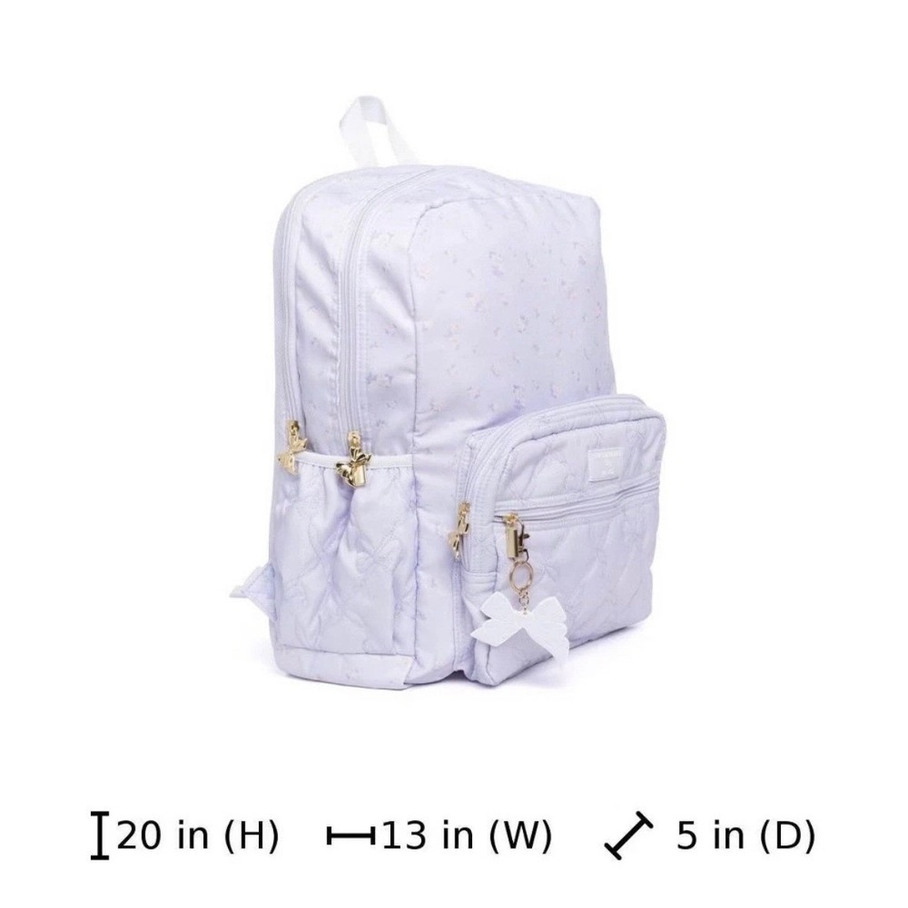 LoveShackFancy x Yoobi Lavender Floral Quilted Bow Backpack with Laptop Sleeve - Picture 10 of 10